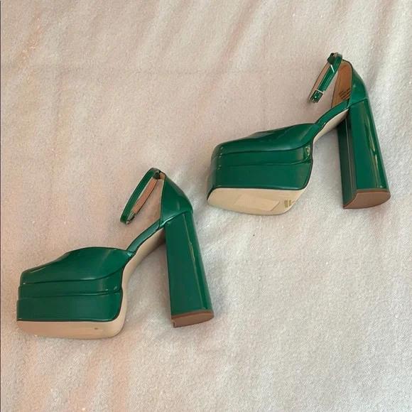 70s disco vintage style 6 inch Green Platform Heels - see measurements f… - Picture 4 of 17